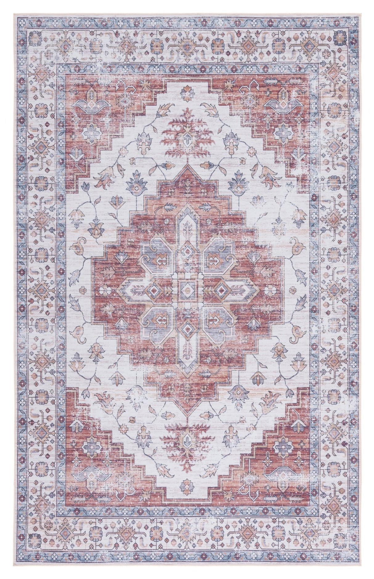 Safavieh Machine Washable Tucson Tsn109A Ivory/Rust Rug - Safavieh - tsn109a - 3