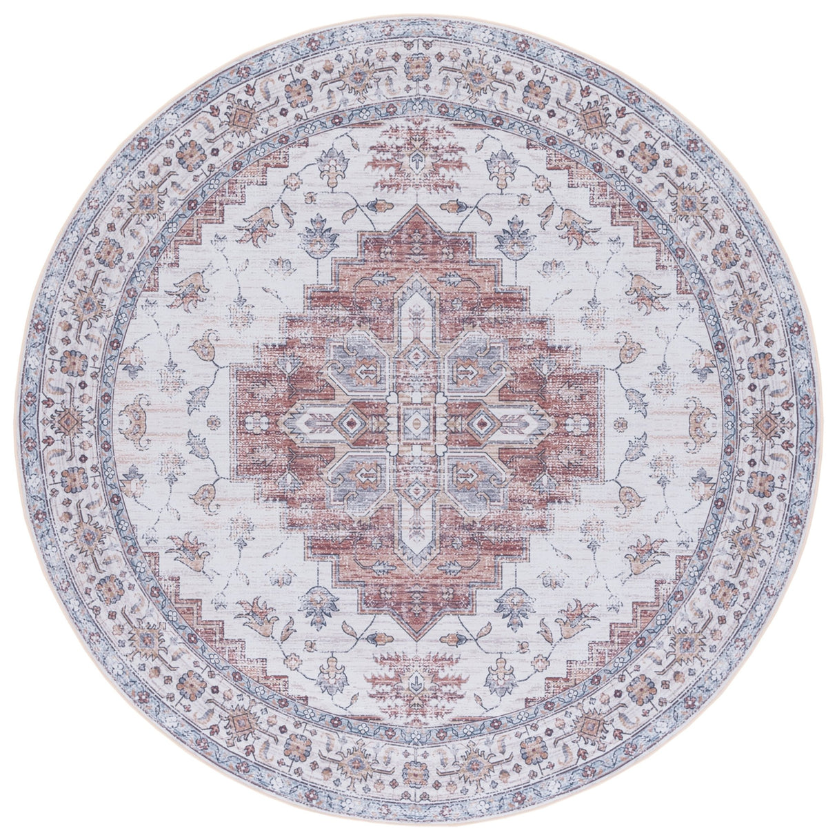 Safavieh Machine Washable Tucson Tsn109A Ivory/Rust Rug - Safavieh - tsn109a - 6r