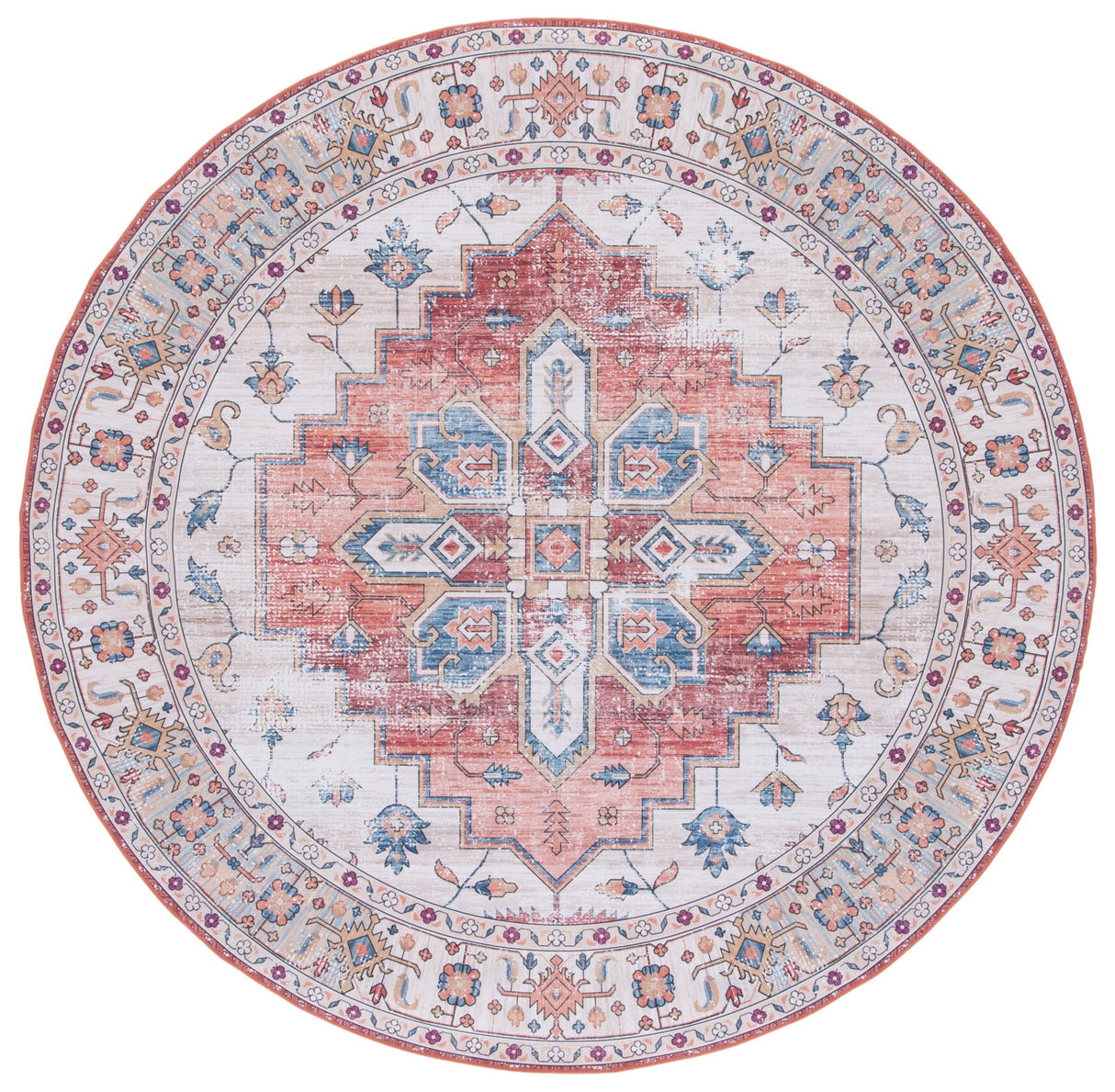 Safavieh Machine Washable Tucson Tsn109B Beige/Blue Rug - Safavieh - tsn109b - 4r