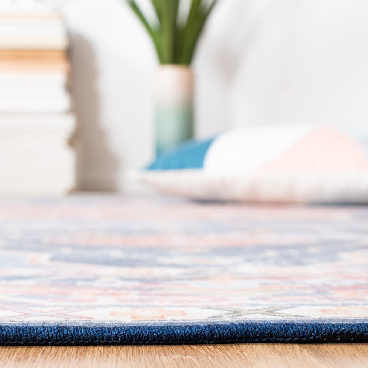 Safavieh Machine Washable Tucson Tsn110M Blue/Rust Rug - Safavieh - tsn110m - 4r