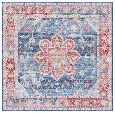 Safavieh Machine Washable Tucson Tsn110M Blue/Rust Rug - Safavieh - tsn110m - 4sq