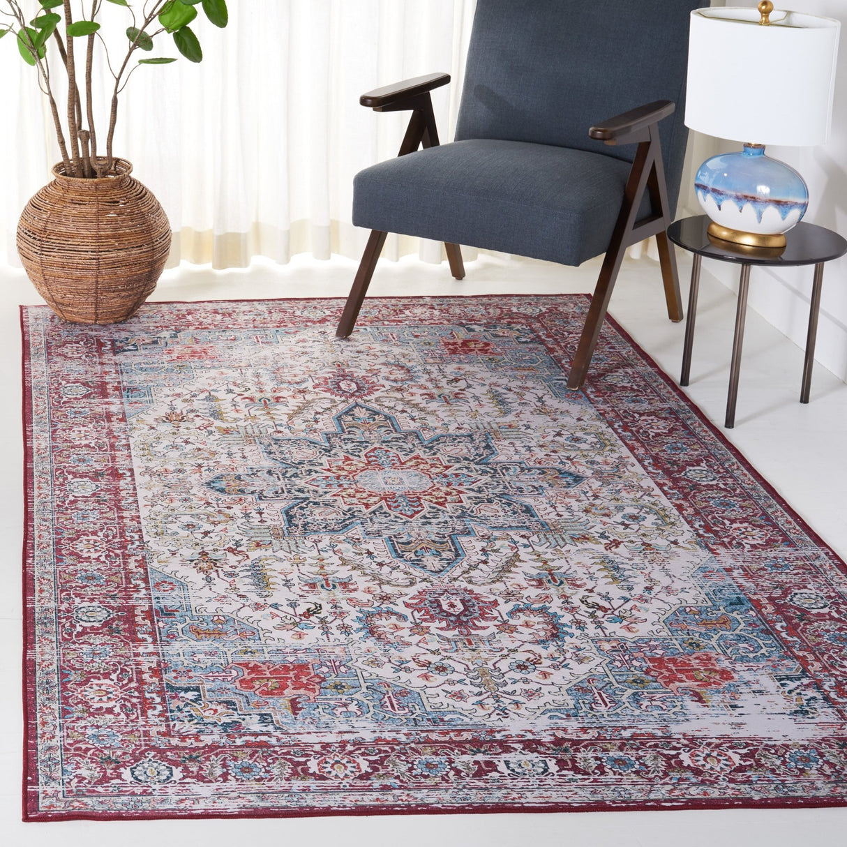 Safavieh Machine Washable Tucson Tsn113A Ivory/Red Rug - Safavieh - tsn113a - 3