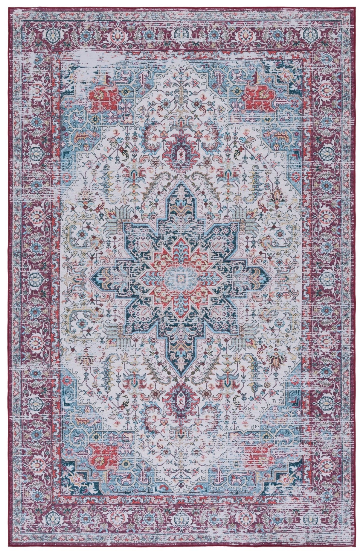 Safavieh Machine Washable Tucson Tsn113A Ivory/Red Rug - Safavieh - tsn113a - 3