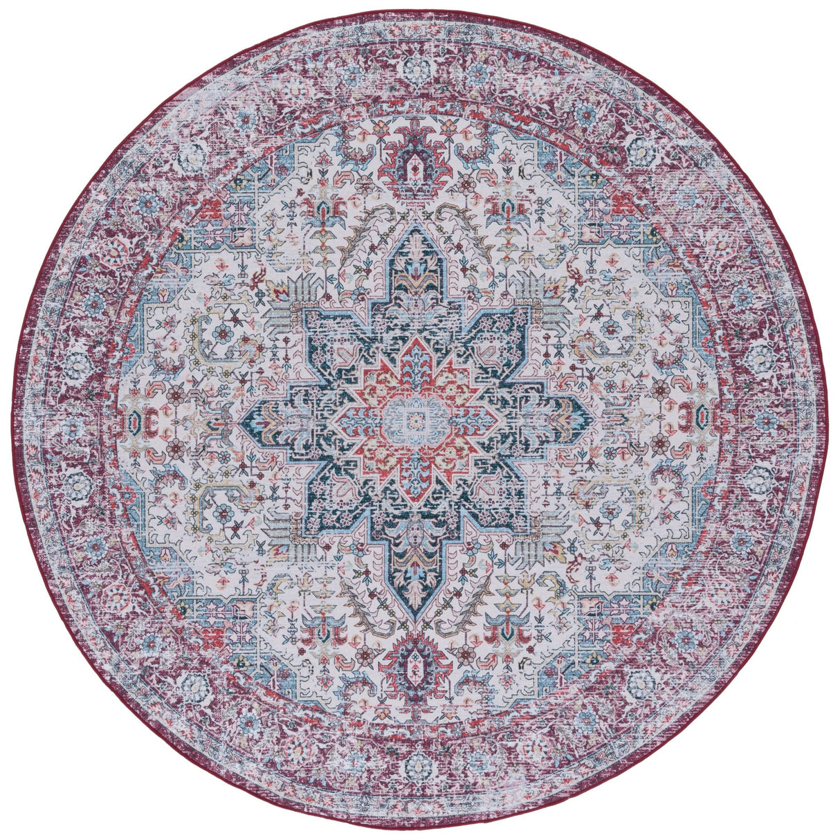 Safavieh Machine Washable Tucson Tsn113A Ivory/Red Rug - Safavieh - tsn113a - 6r