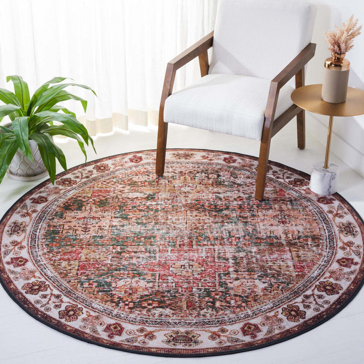 Safavieh Machine Washable Tucson Tsn114A Ivory/Green Rug - Safavieh - tsn114a - 6r
