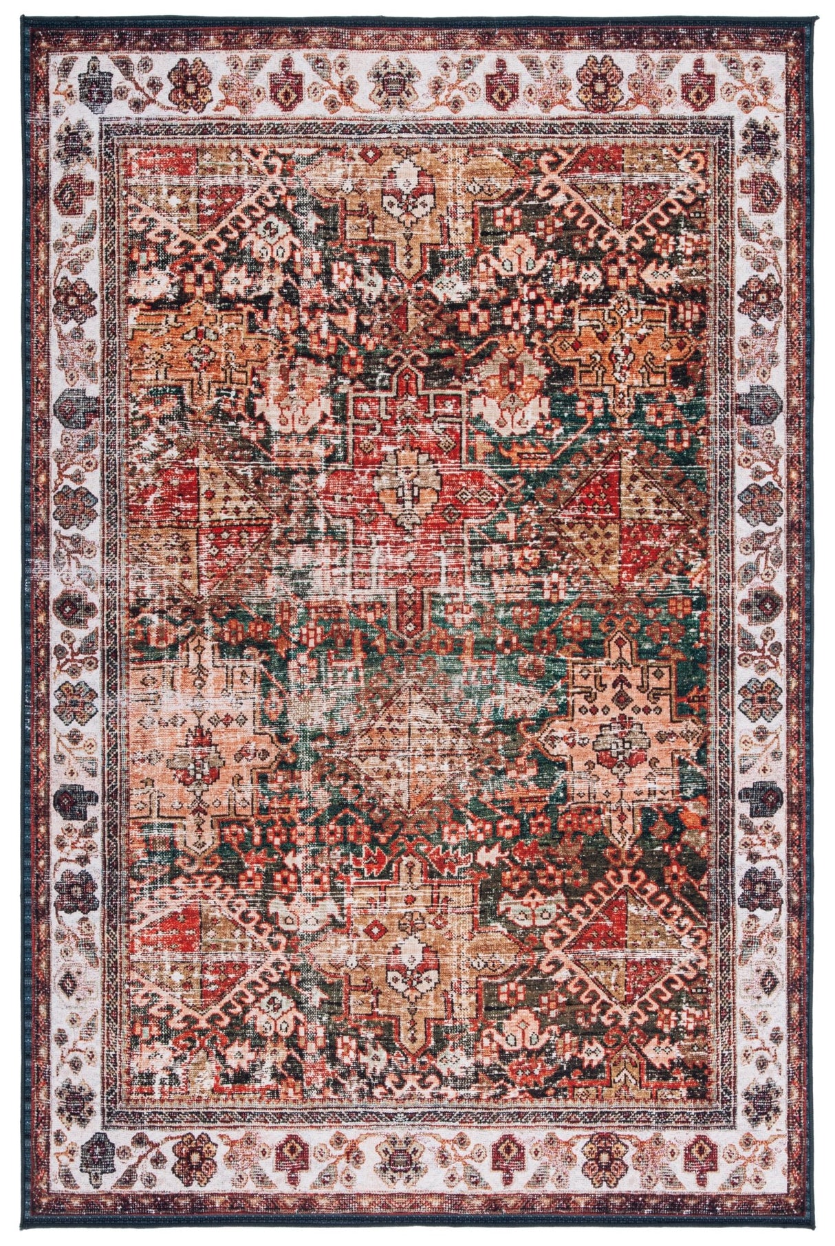 Safavieh Machine Washable Tucson Tsn114A Ivory/Green Rug - Safavieh - tsn114a - 6r