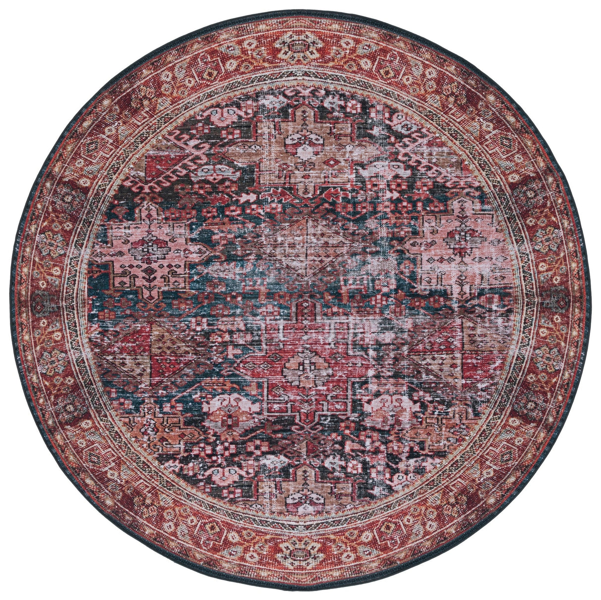 Safavieh Machine Washable Tucson Tsn114P Rust/Green Rug - Safavieh - tsn114p - 6r