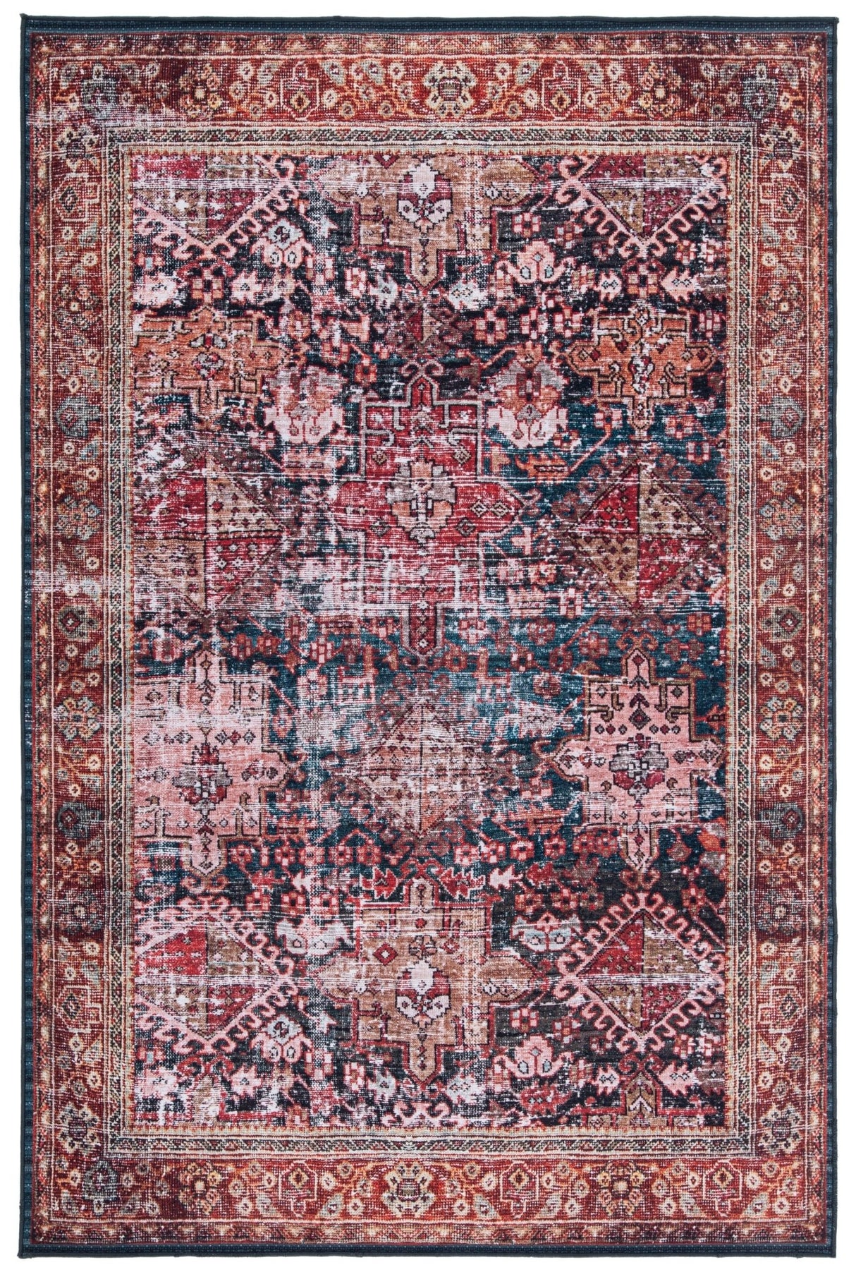 Safavieh Machine Washable Tucson Tsn114P Rust/Green Rug - Safavieh - tsn114p - 6r