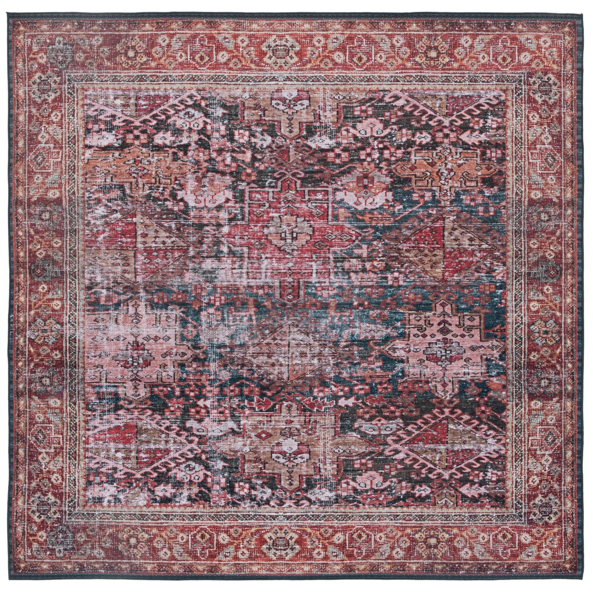 Safavieh Machine Washable Tucson Tsn114P Rust/Green Rug - Safavieh - tsn114p - 6sq