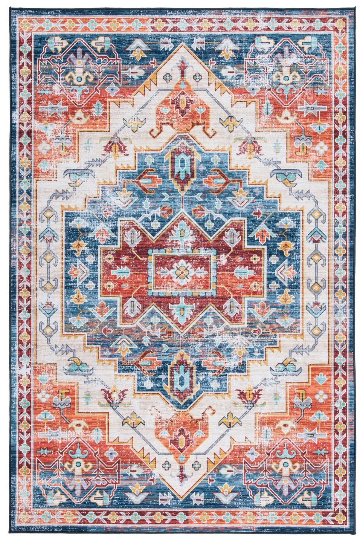 Safavieh Machine Washable Tucson Tsn116M Blue/Rust Rug - Safavieh - tsn116m - 6r