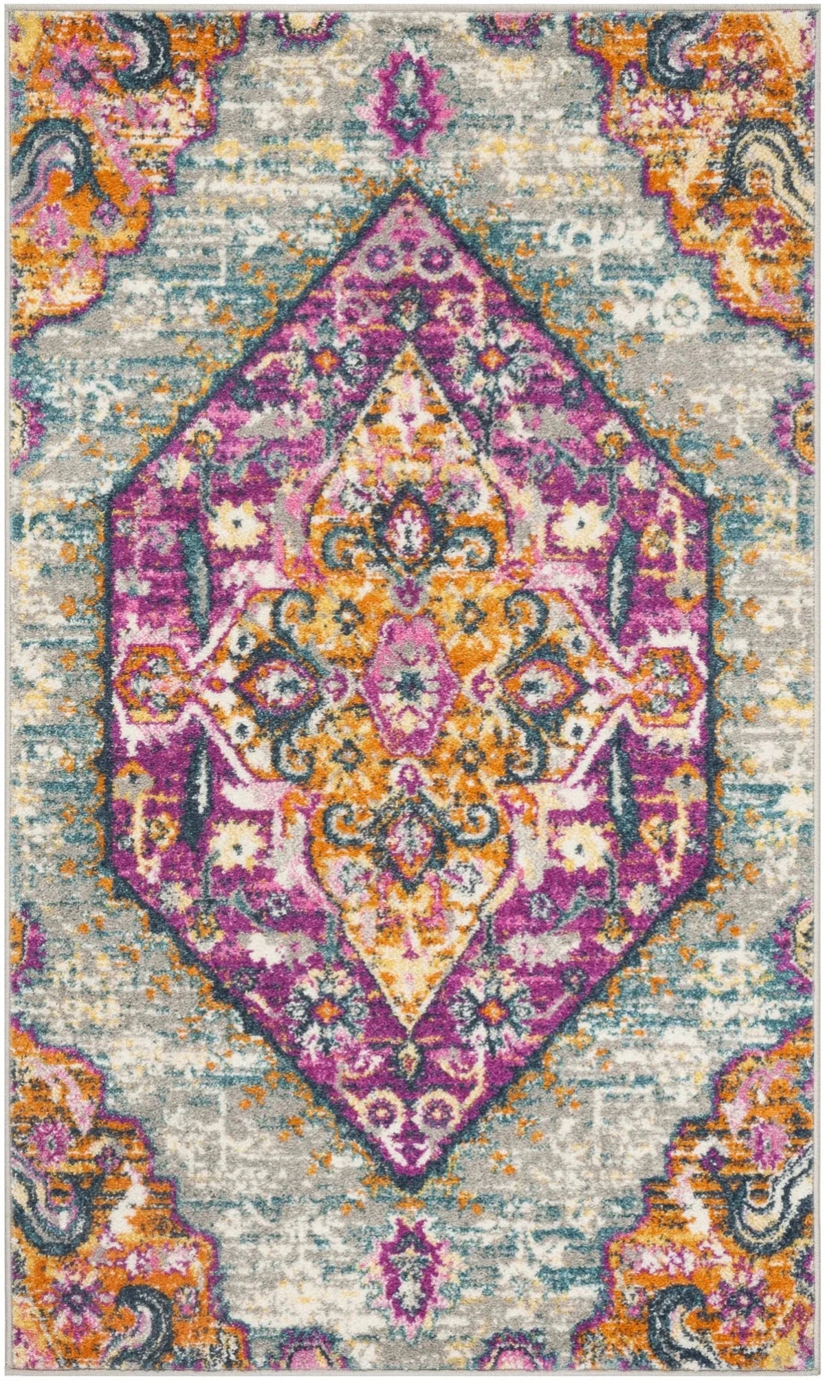 Safavieh Madison 3'-0" x 5'-0" Rug in Light Grey / Fuchsia
