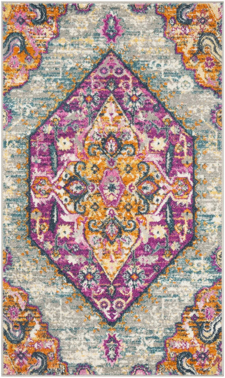 Safavieh Madison 3'-0" x 5'-0" Rug in Light Grey / Fuchsia