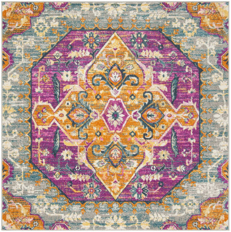 Safavieh Madison 6'-7" x 6'-7" Rug in Light Grey / Fuchsia