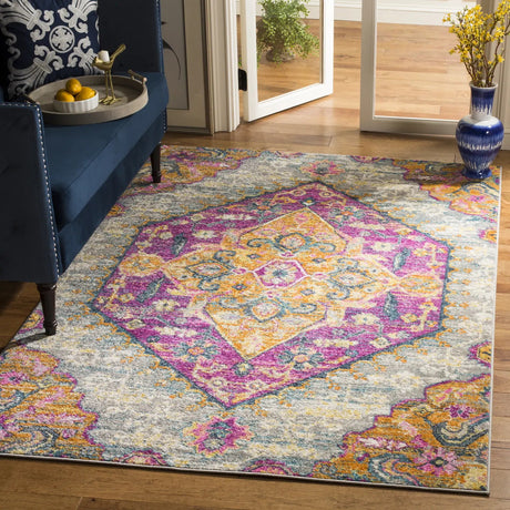 Safavieh Madison 4'-0" x 6'-0" Rug in Light Grey / Fuchsia