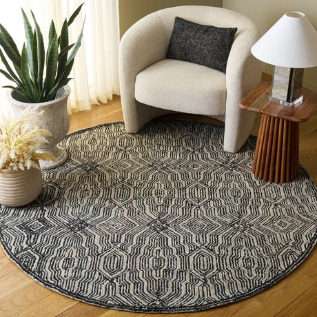 Safavieh Marquee 6'-0" x 6'-0" Rug in Charcoal / Ivory