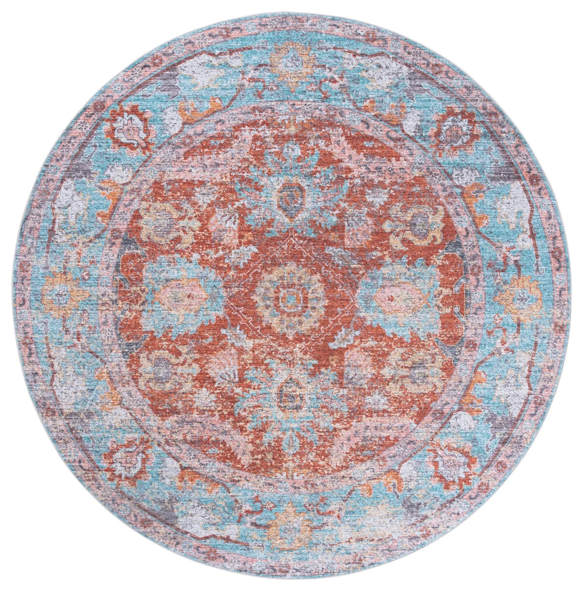 Safavieh Martha Stewart Washable 6'-0" x 6'-0" Rug in Turquoise / Rust