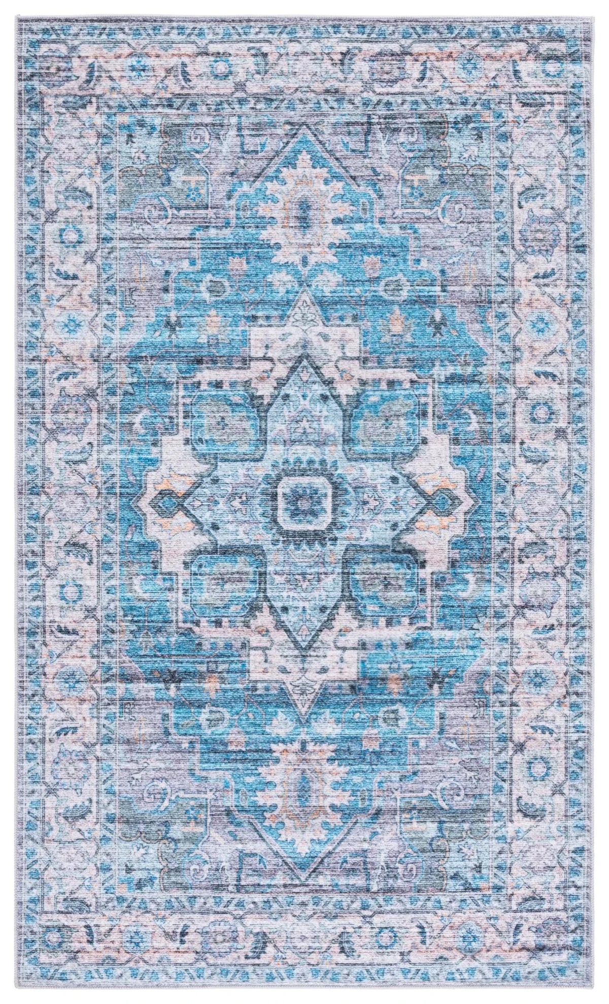 Safavieh Martha Stewart Washable 3'-0" x 5'-0" Rug in Grey / Turquoise