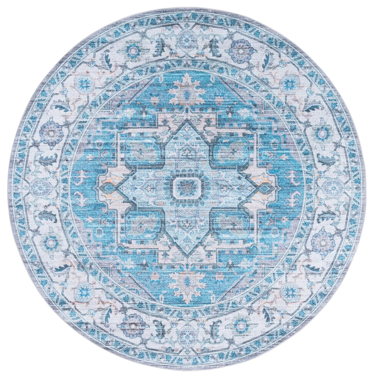 Safavieh Martha Stewart Washable 6'-0" x 6'-0" Rug in Grey / Turquoise