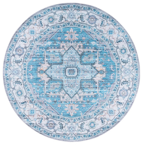 Safavieh Martha Stewart Washable 6'-0" x 6'-0" Rug in Grey / Turquoise