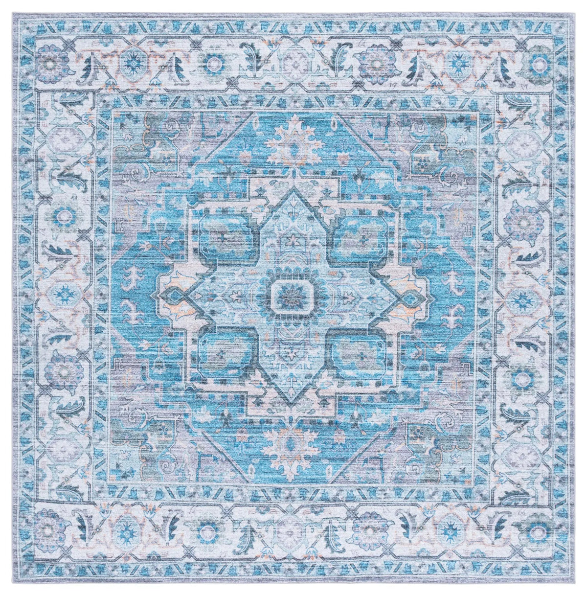 Safavieh Martha Stewart Washable 6'-0" x 6'-0" Rug in Grey / Turquoise
