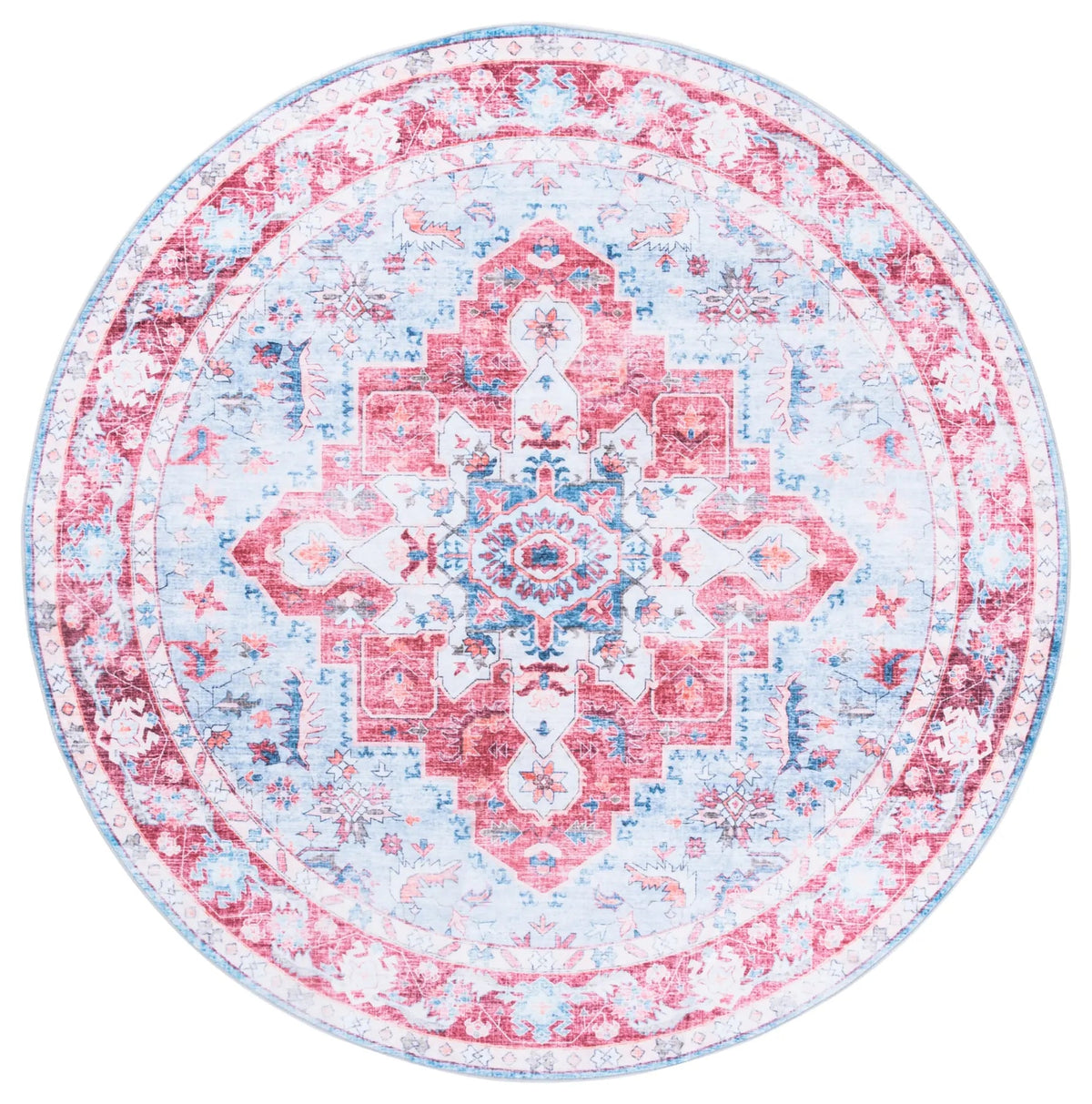 Safavieh Martha Stewart Washable 6'-0" x 6'-0" Rug in Red / Blue