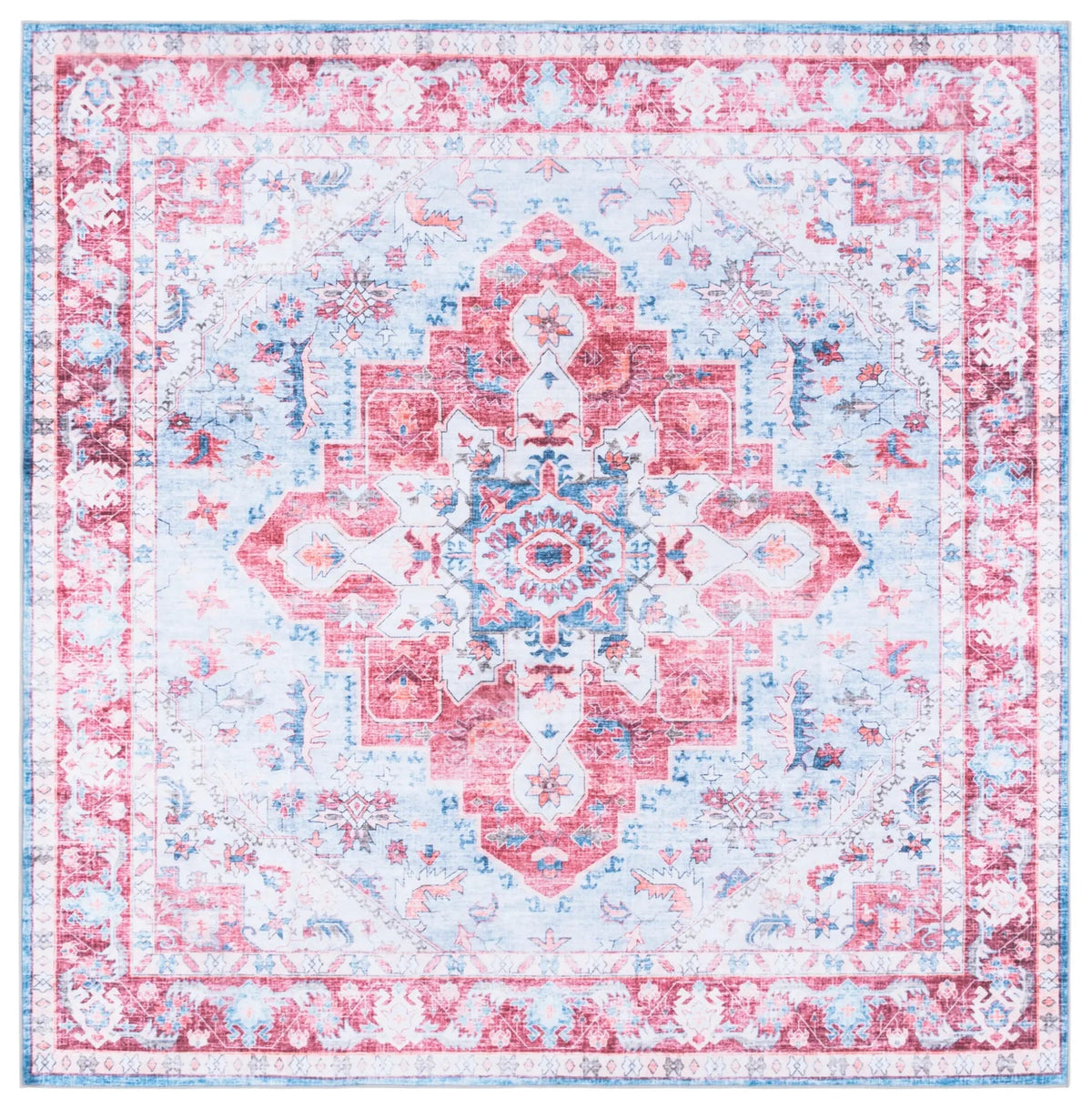 Safavieh Martha Stewart Washable 6'-0" x 6'-0" Rug in Red / Blue