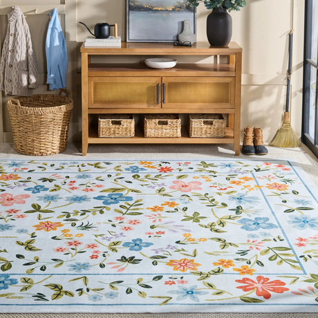Safavieh Martha Stewart Washable 8'-0" x 10'-0" Rug in Light Blue / Rust