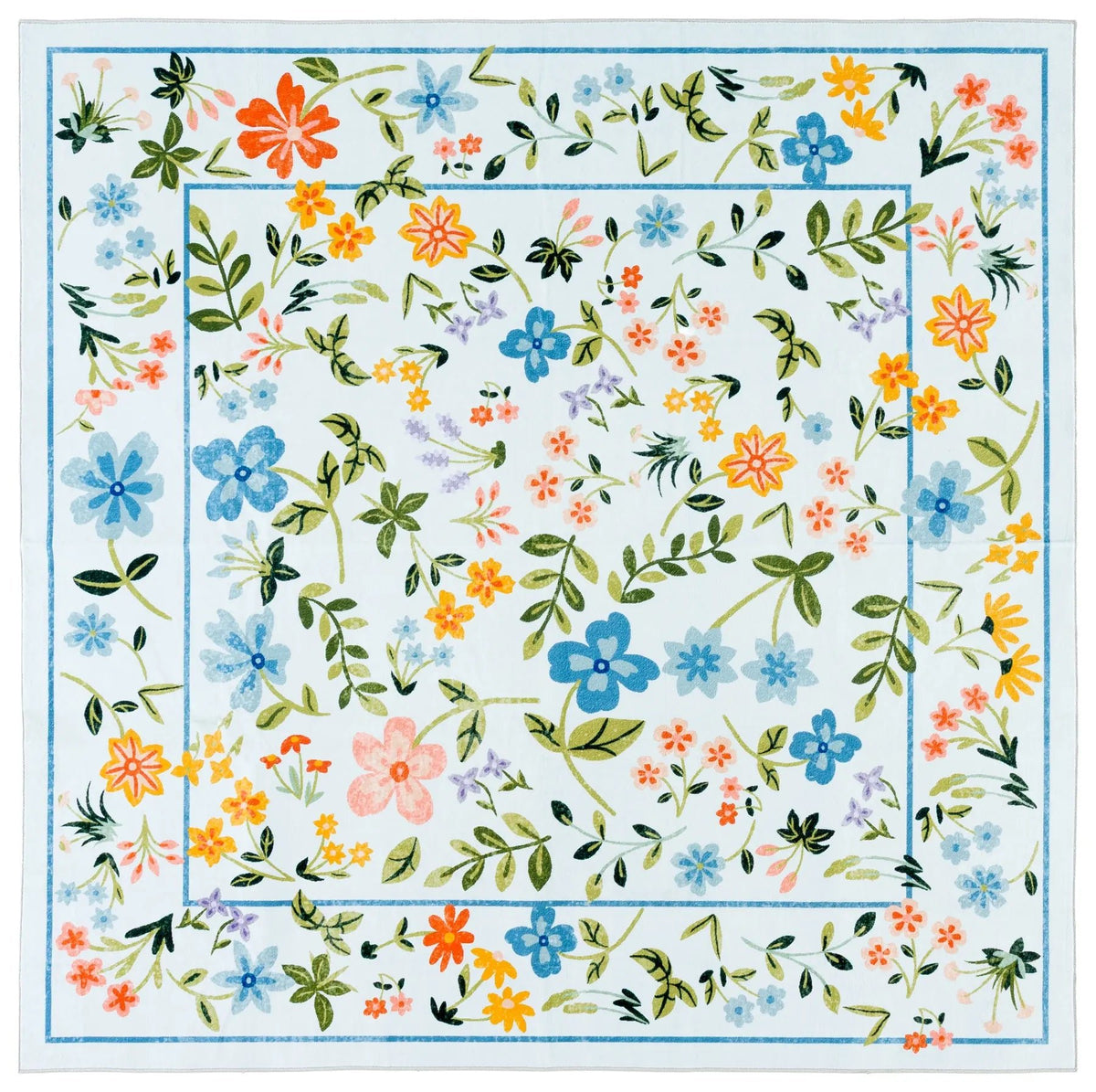 Safavieh Martha Stewart Washable 6'-0" x 6'-0" Rug in Light Blue / Rust