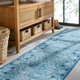 Safavieh Martha Stewart Washable 2'-6" x 8'-0" Rug in Blue / Beige