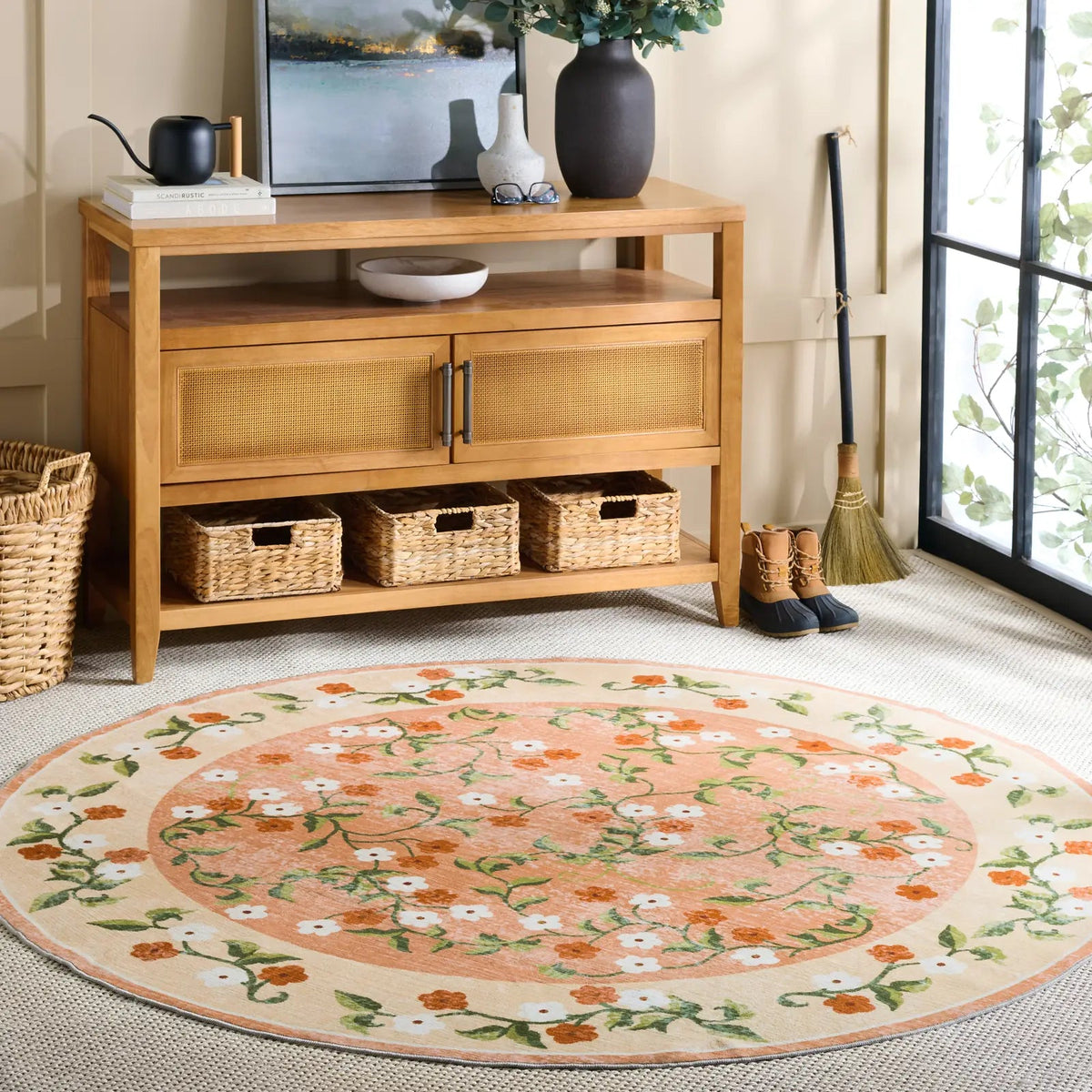 Safavieh Martha Stewart Washable 6'-0" x 6'-0" Rug in Rust / Gold