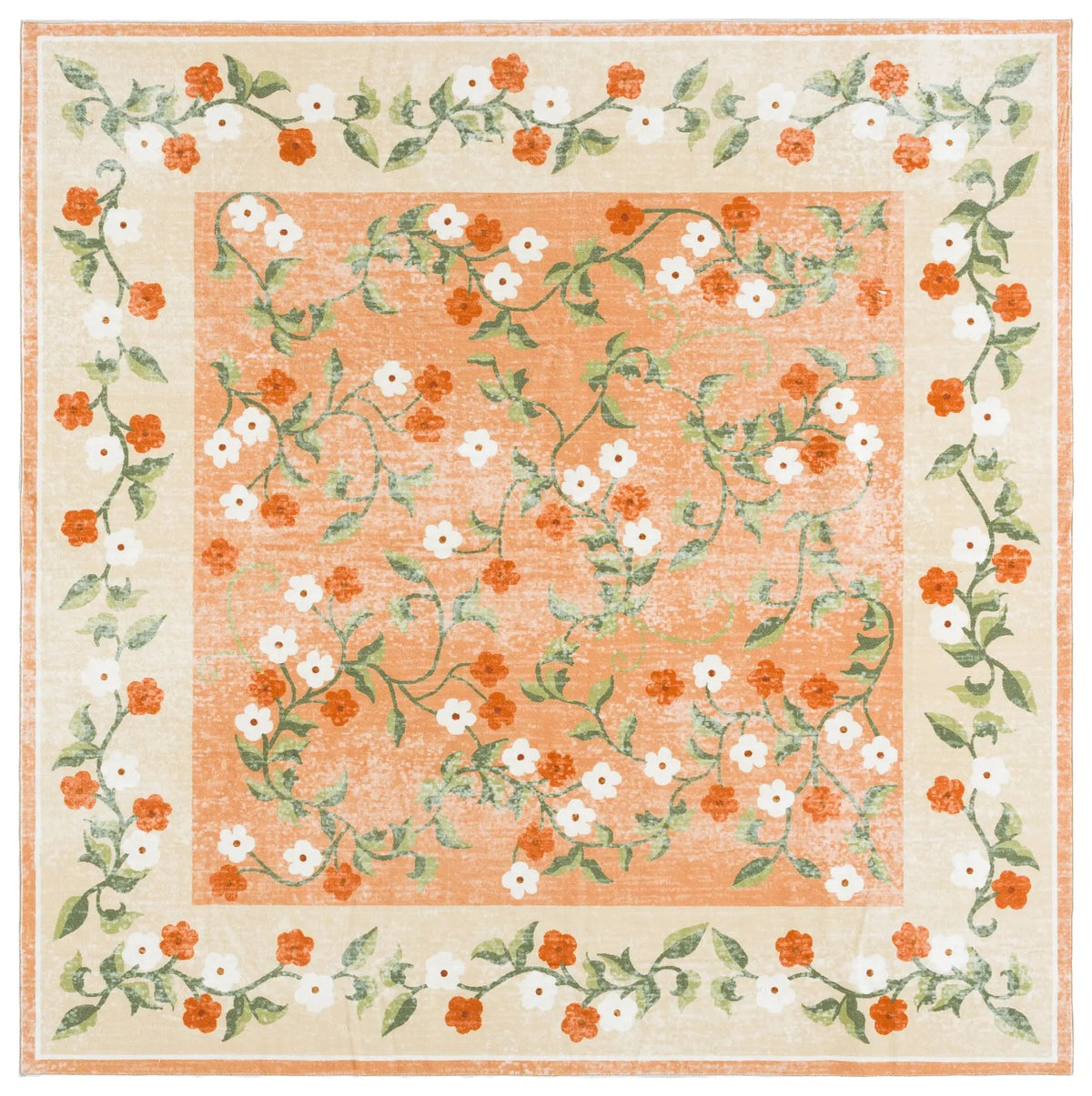 Safavieh Martha Stewart Washable 6'-0" x 6'-0" Rug in Rust / Gold