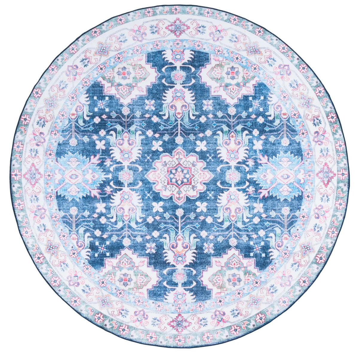 Safavieh Martha Stewart Washable 6'-0" x 6'-0" Rug in Navy / Beige