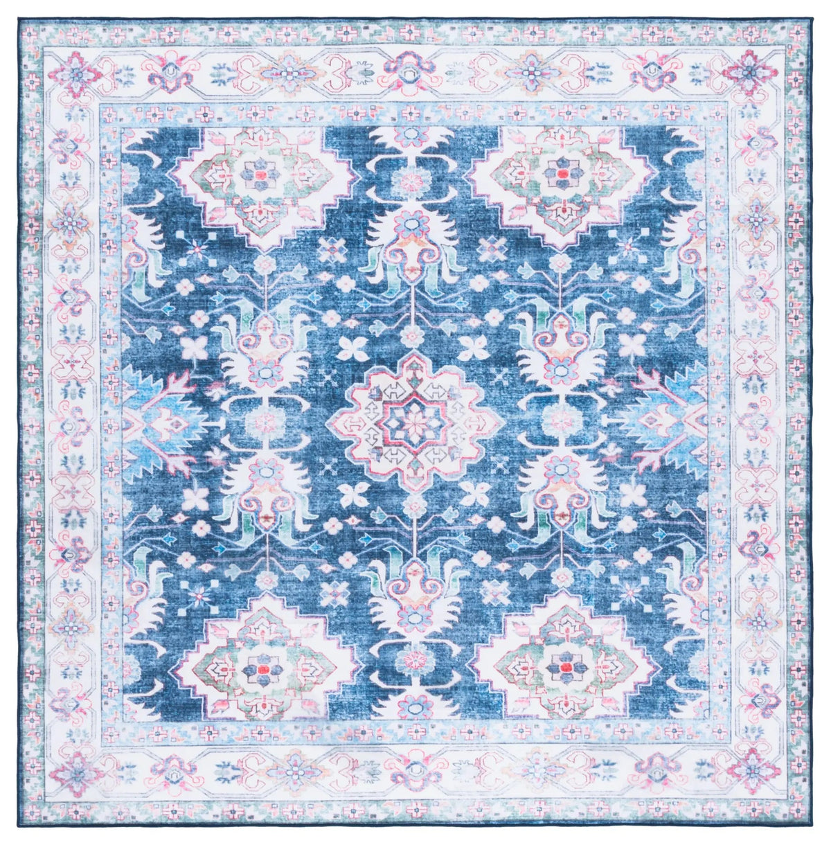Safavieh Martha Stewart Washable 6'-0" x 6'-0" Rug in Navy / Beige