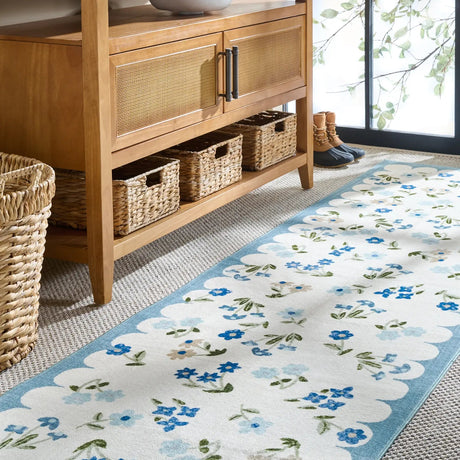 Safavieh Martha Stewart Washable 2'-6" x 8'-0" Rug in Ivory / Light Blue