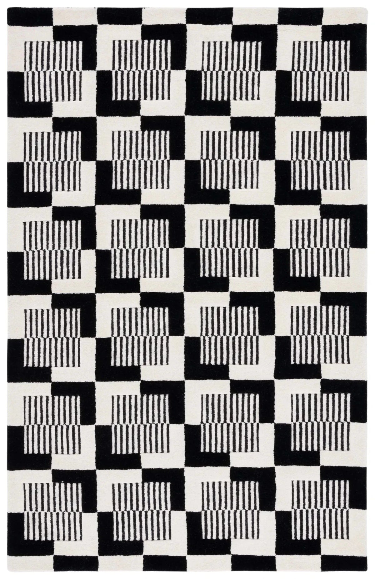 Safavieh Metro 4'-0" x 6'-0" Rug in Black / Ivory