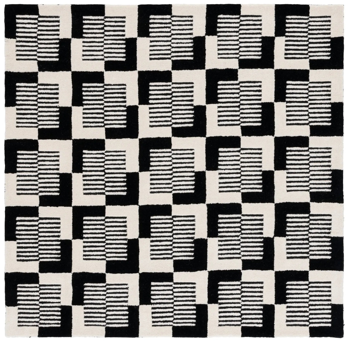 Safavieh Metro 6'-0" x 6'-0" Rug in Black / Ivory