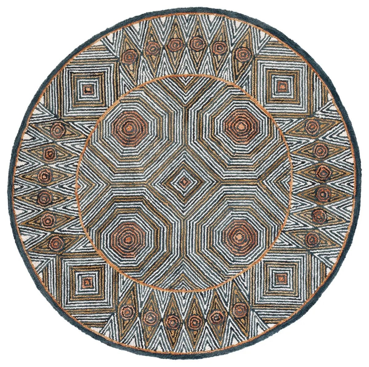 Safavieh Micro-Loop 5'-0" x 5'-0" Rug in Blue / Ivory