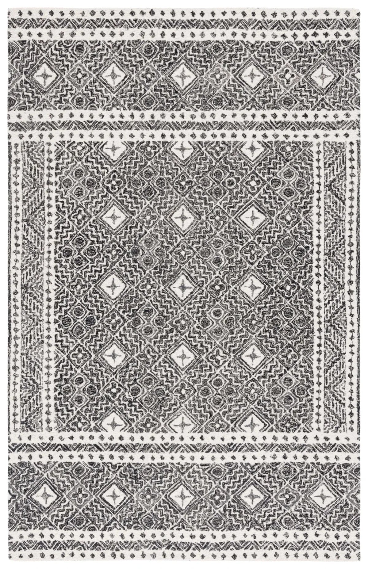 Safavieh Micro-Loop 4'-0" x 6'-0" Rug in Black / Ivory