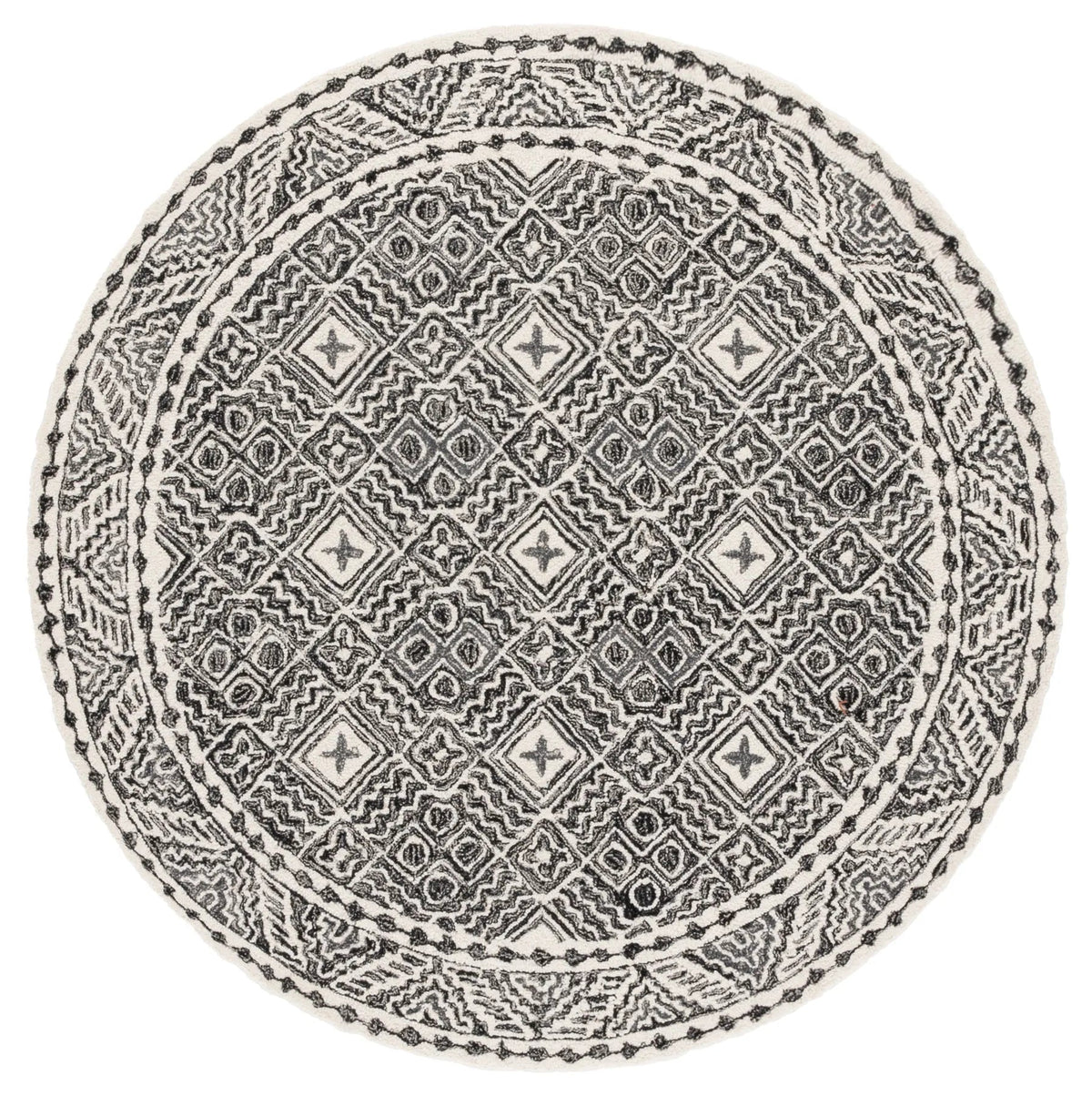 Safavieh Micro-Loop 5'-0" x 5'-0" Rug in Black / Ivory