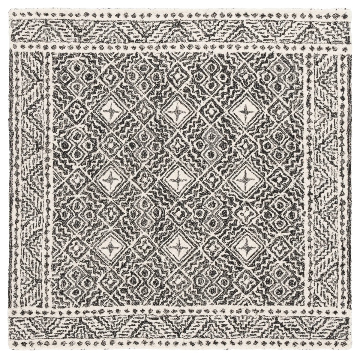 Safavieh Micro-Loop 5'-0" x 5'-0" Rug in Black / Ivory