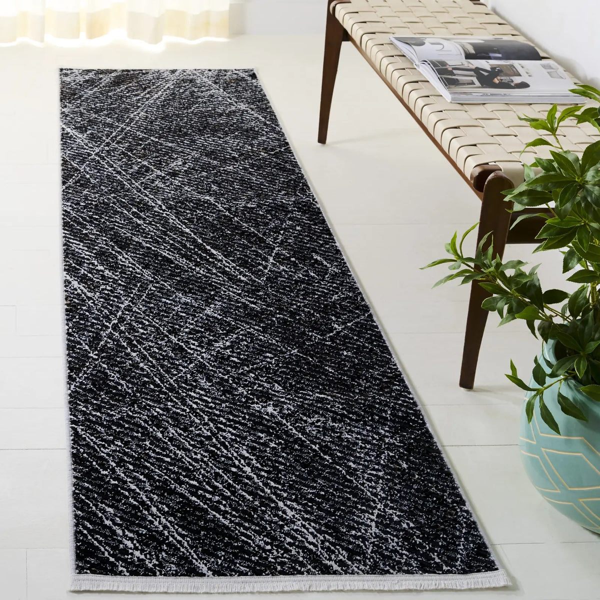 Safavieh Mila 2'-2" x 8'-0" Rug in Black / Beige Ivory