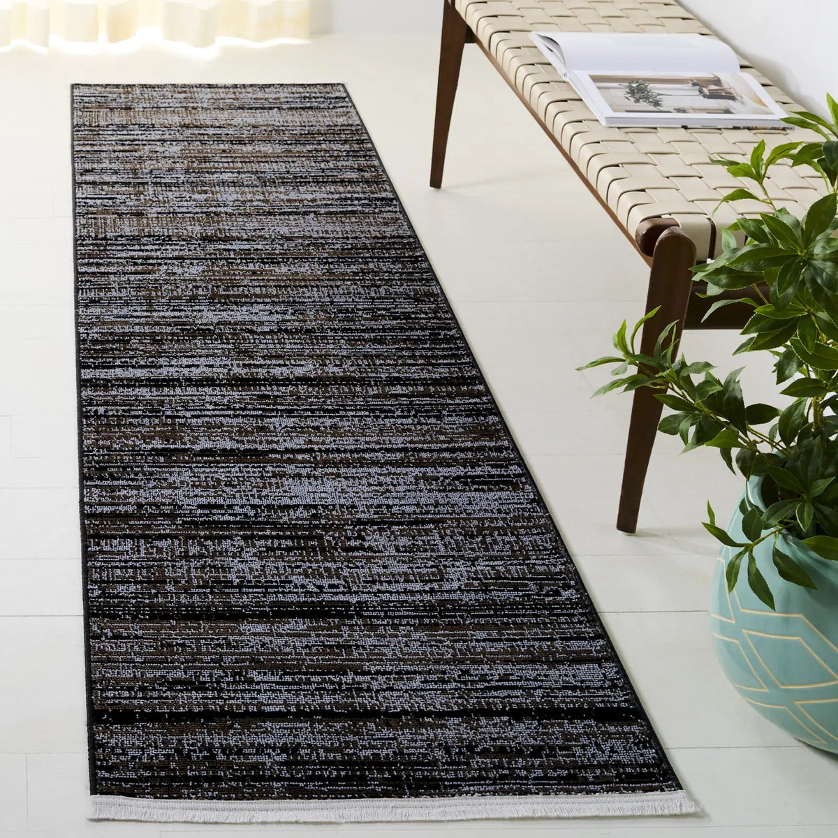 Safavieh Mila 2'-2" x 8'-0" Rug in Brown / Ivory Black