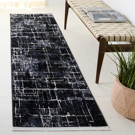 Safavieh Mila 2'-2" x 8'-0" Rug in Black / Blue Ivory