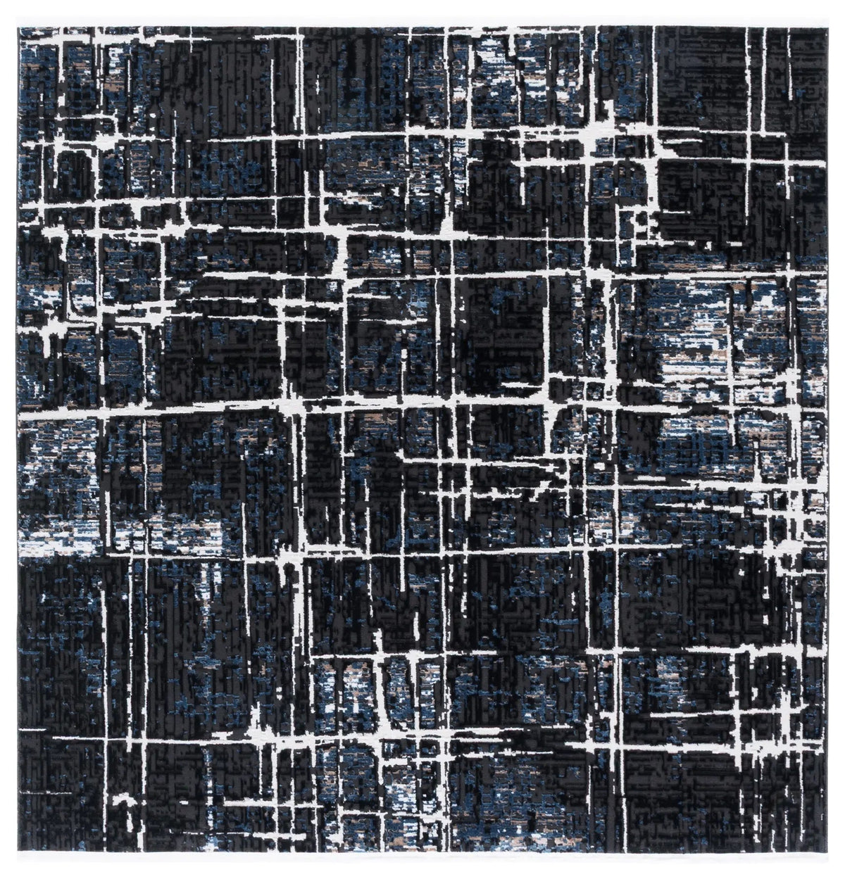 Safavieh Mila 6'-7" x 6'-7" Rug in Black / Blue Ivory