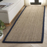 Safavieh Natural Fiber 2'-6" x 8'-0" Rug in Natural / Navy Blue