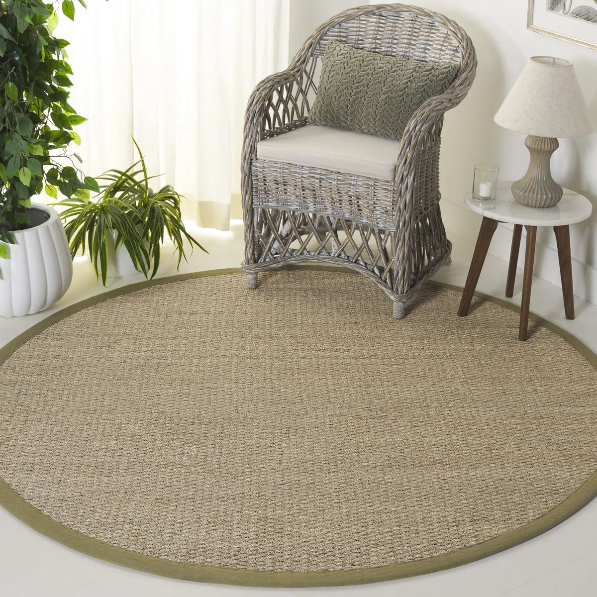 Safavieh Natural Fiber 6'-0" x 6'-0" Rug in Natural / Olive