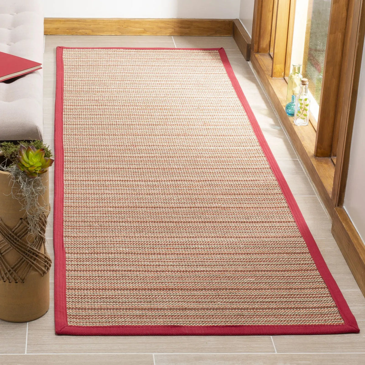 Safavieh Natural Fiber 2'-6" x 8'-0" Rug in Brown / Red