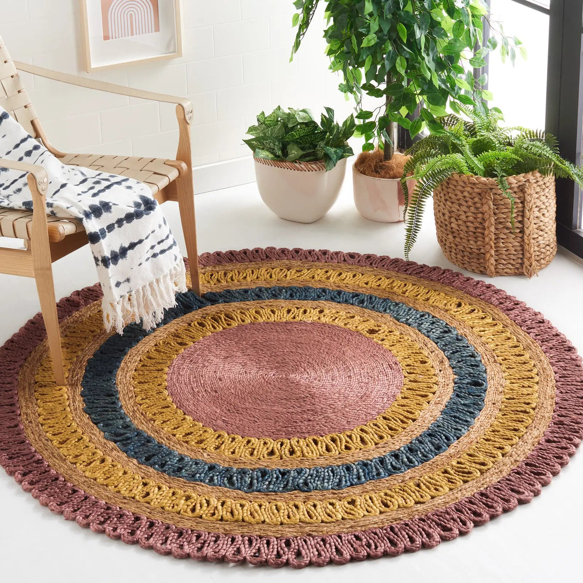 Safavieh Natural Fiber 5'-0" x 5'-0" Rug in Lavander / Multi