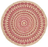 Safavieh Natural Fiber 3'-0" x 3'-0" Rug in Fuchsia / Natural