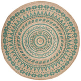 Safavieh Natural Fiber 8'-0" x 8'-0" Rug in Teal / Natural